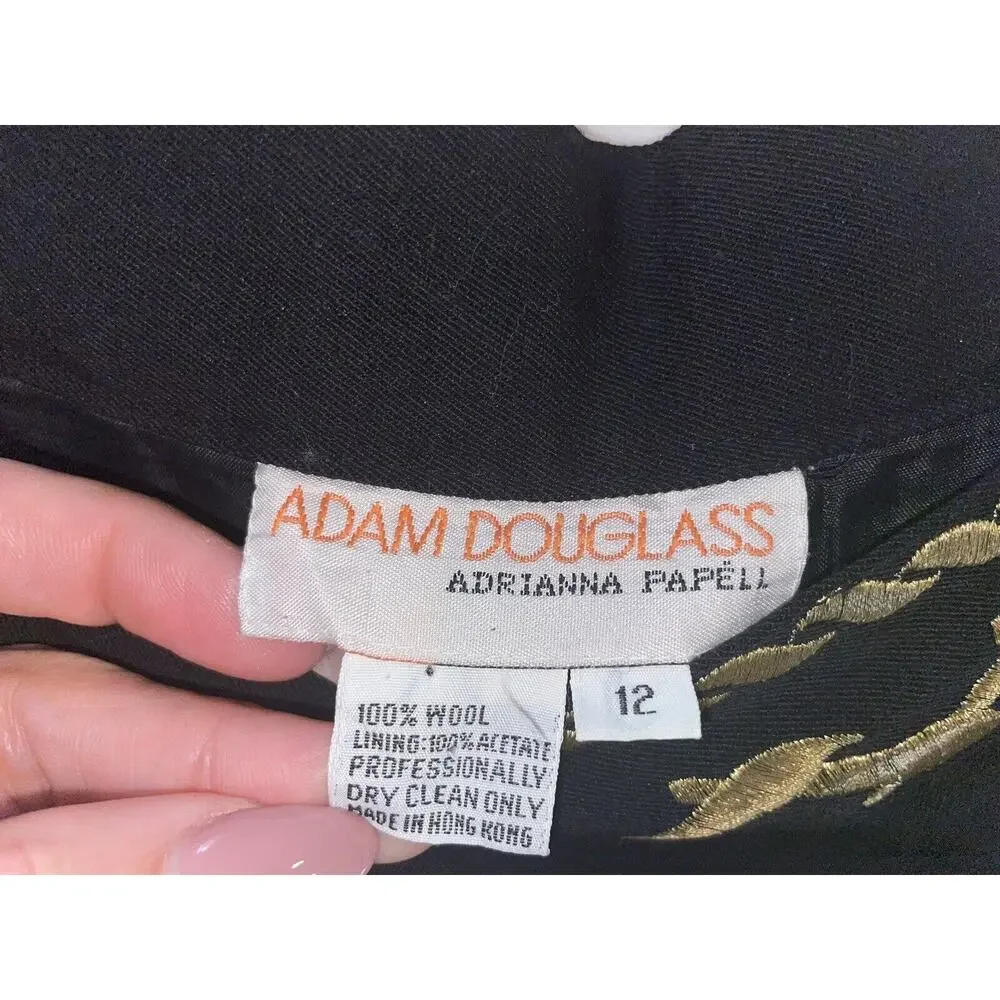 Vintage Adam Douglas X Adrianna Papell Womens Trousers Gold Embroidered Dolphins